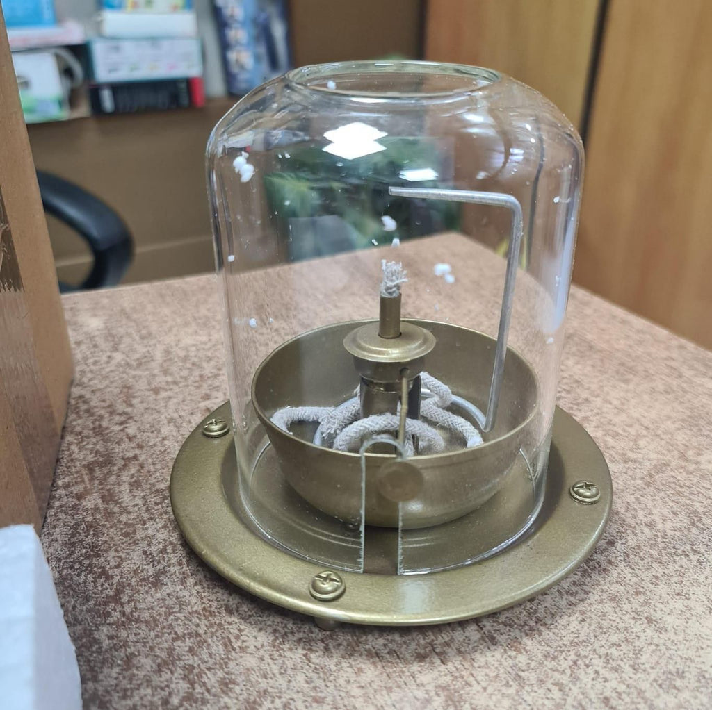 Golden Brass Akhand Diya Oil Lamp with Rotating Wick